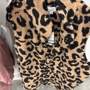 Mud Pie Leopard Print Vest - Black and Tan